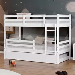 Treliche Solteiro Eco Com Grade De Proteção Madeira Maciça Branco Mobilistore