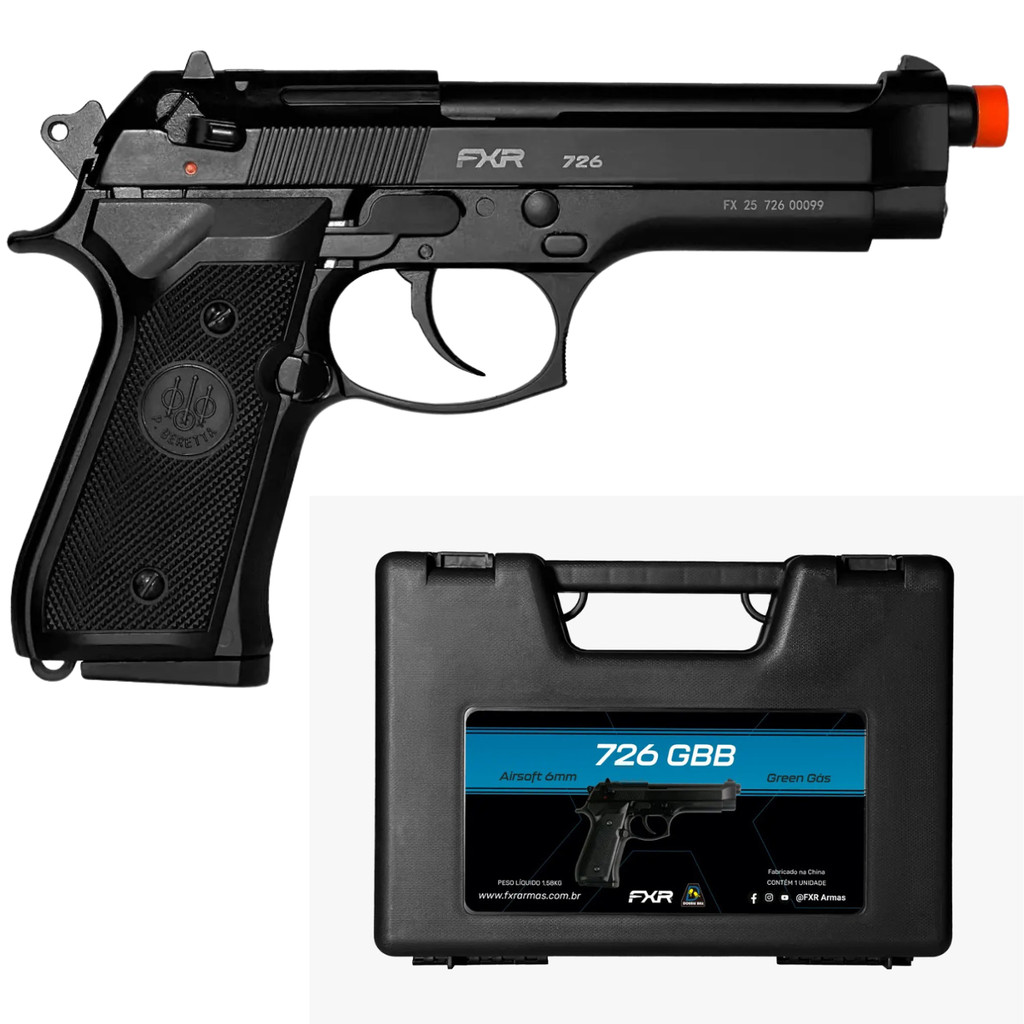 Pistola de Airsoft GreenGás FXR Double Bell M92 726 6mm Blowback Full Metal Profissional em Oferta na Shopee