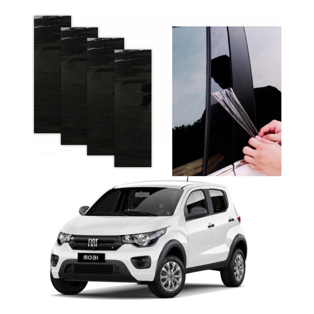 Protetor Coluna  Black Piano  Fiat Mobi 2015 A 2025