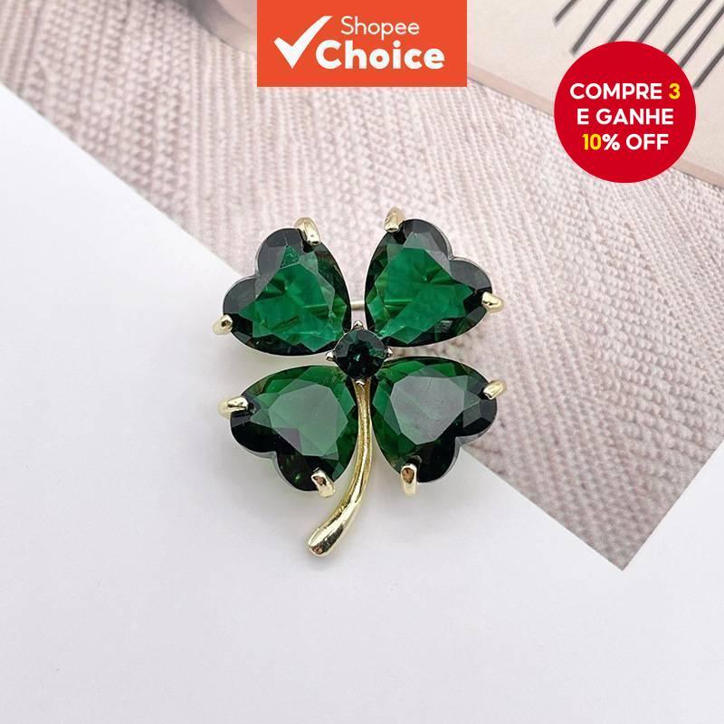 Broche Lucky Clover – Alfinete Elegante De 4 Folhas , Clipe Modesto De Blazer Com Fixação Segura em Oferta na Shopee