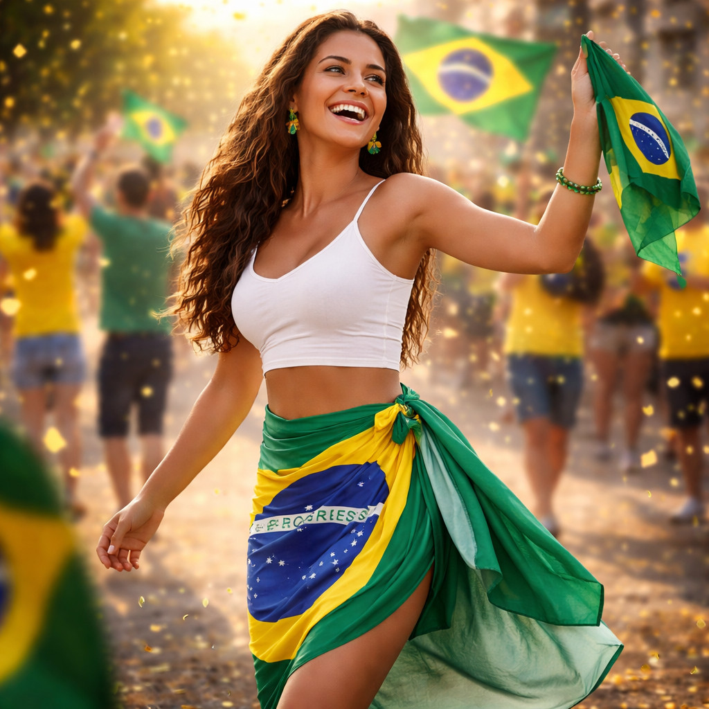 Canga Bandeira Do Brasil Feminina Copa Do Mundo 150x90 Tecido Poliéster Saida de Praia
