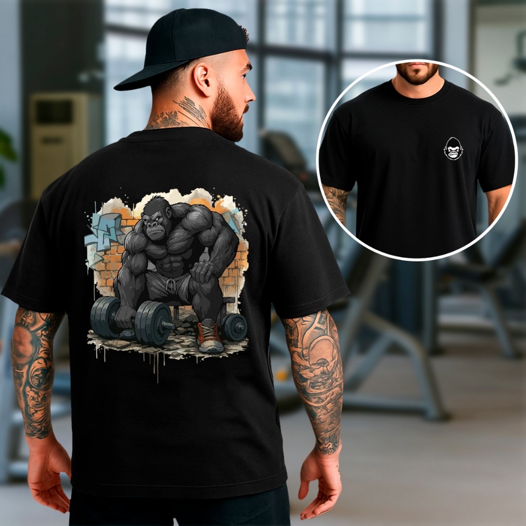 Camiseta Oversized 100% Algodão Gorila Maromba Academia Streetwear Treino BodyBuilder Envio Rápido