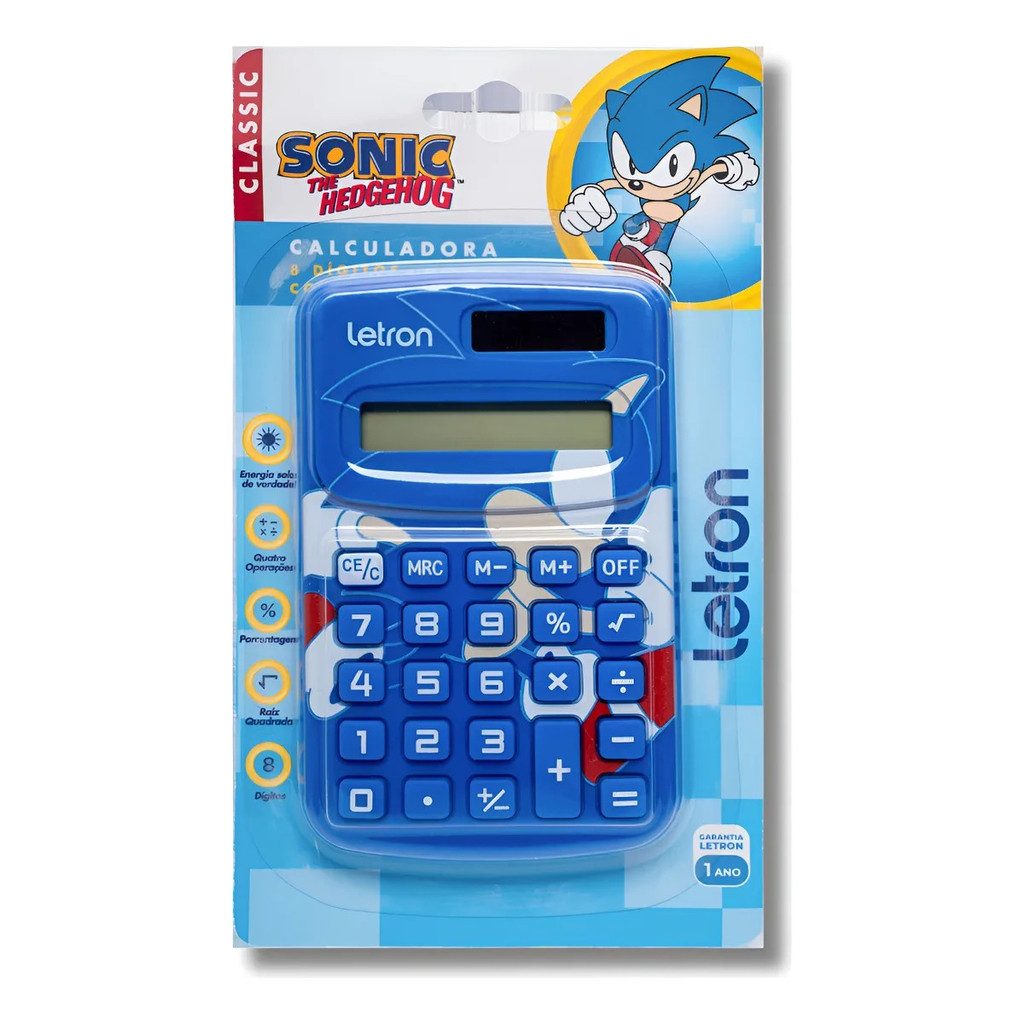 Calculadora Mesa Sonic Solar 8 Dígitos Com Adesivo Escolar Sonic