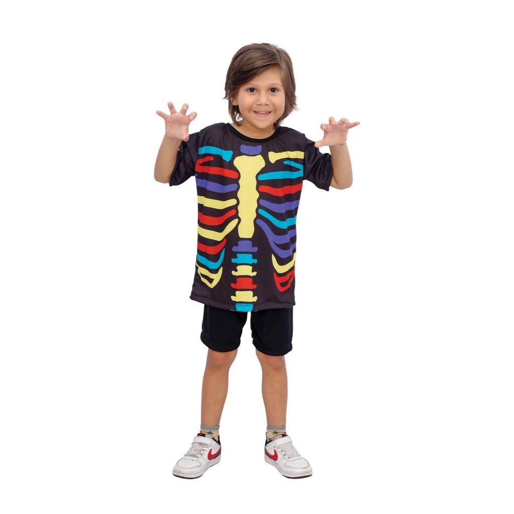 Fantasia Esqueleto Colorido Conjunto Infantil Halloween - Brink Model