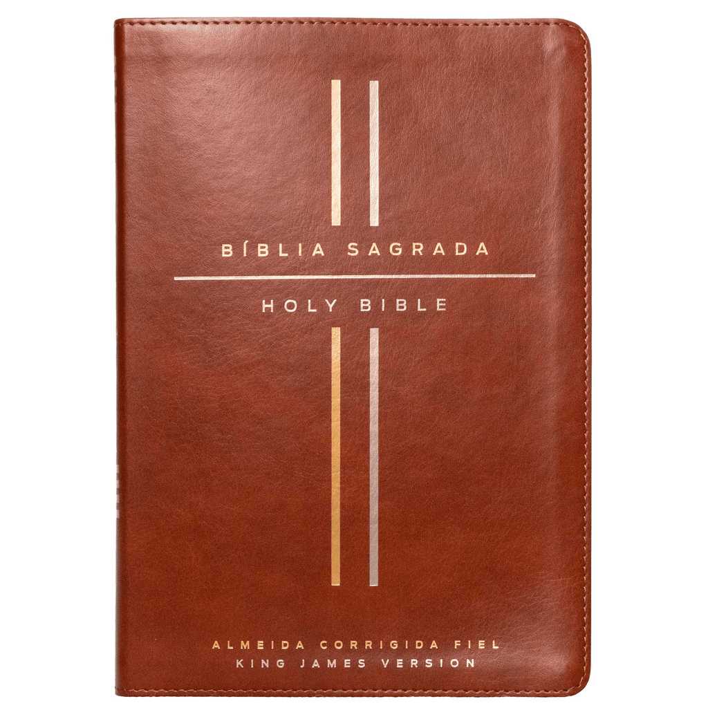 Bíblia Bilíngue, Português/Inglês, ACF/KJV, Couro-soft marrom, Leitura Perfeita [Livros NA]