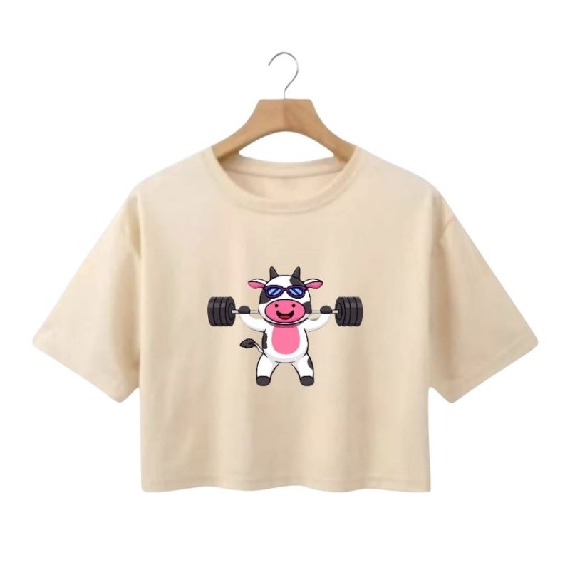Cropped Feminino Academia Vaquinha Estampado Algodão Premium Blusinha Fitness Confortável Leve
