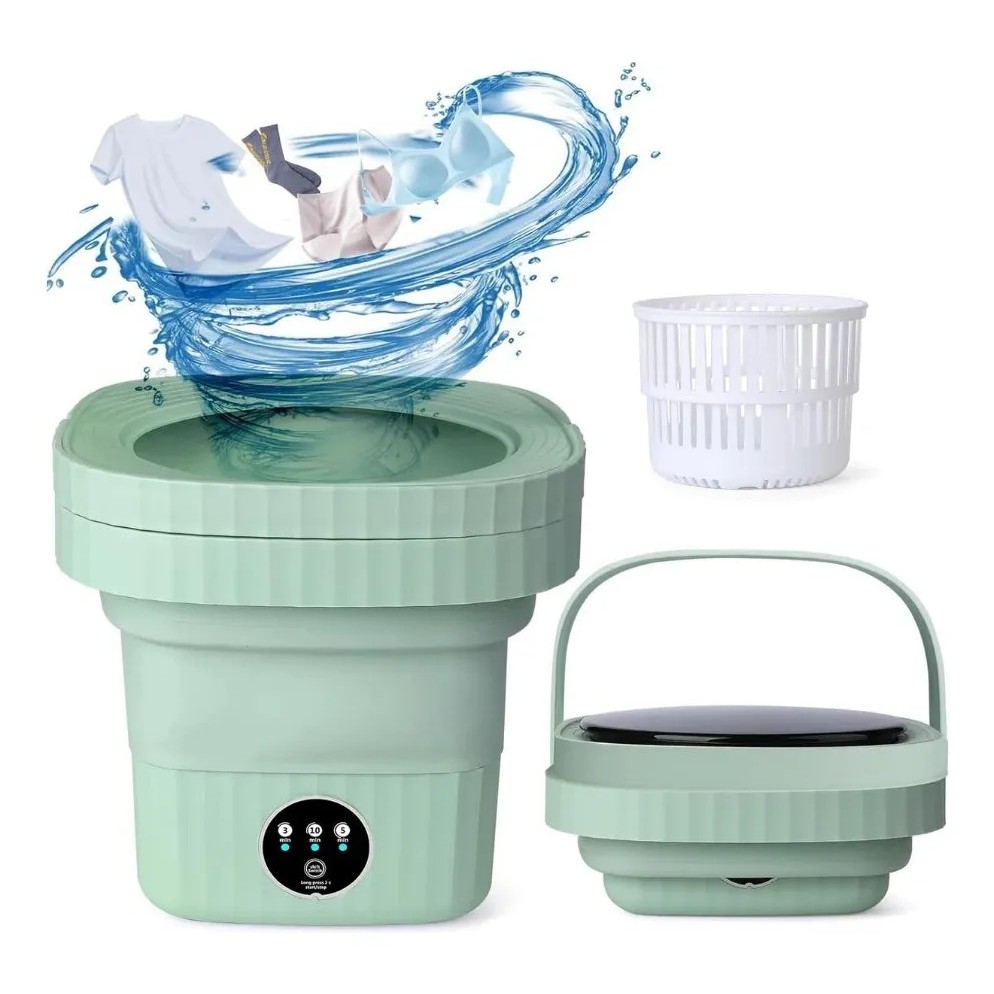 Imagem Mini máquina de lavar roupa 9L dobrável portátil moderna máquina de lavar automática roupa interior