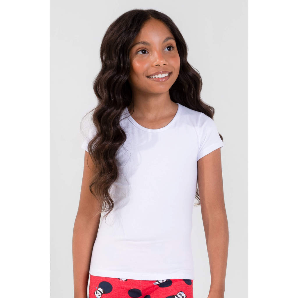 Blusa Infantil Menina em Cotton Elian Branco em Oferta na Shopee