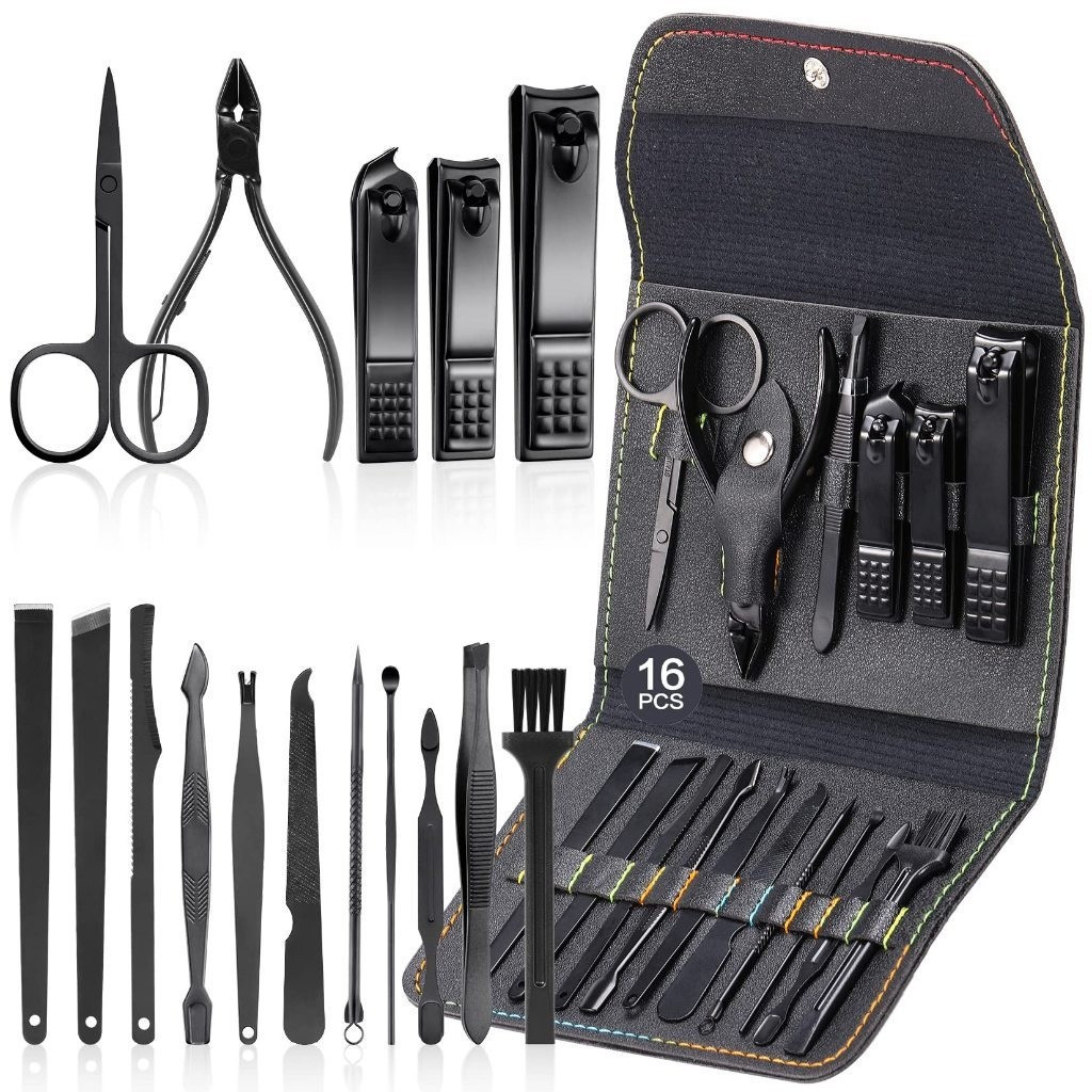 Kit Manicure Pedicure Profissional 16 Peças Aço Inox Completo Portátil Janoclick