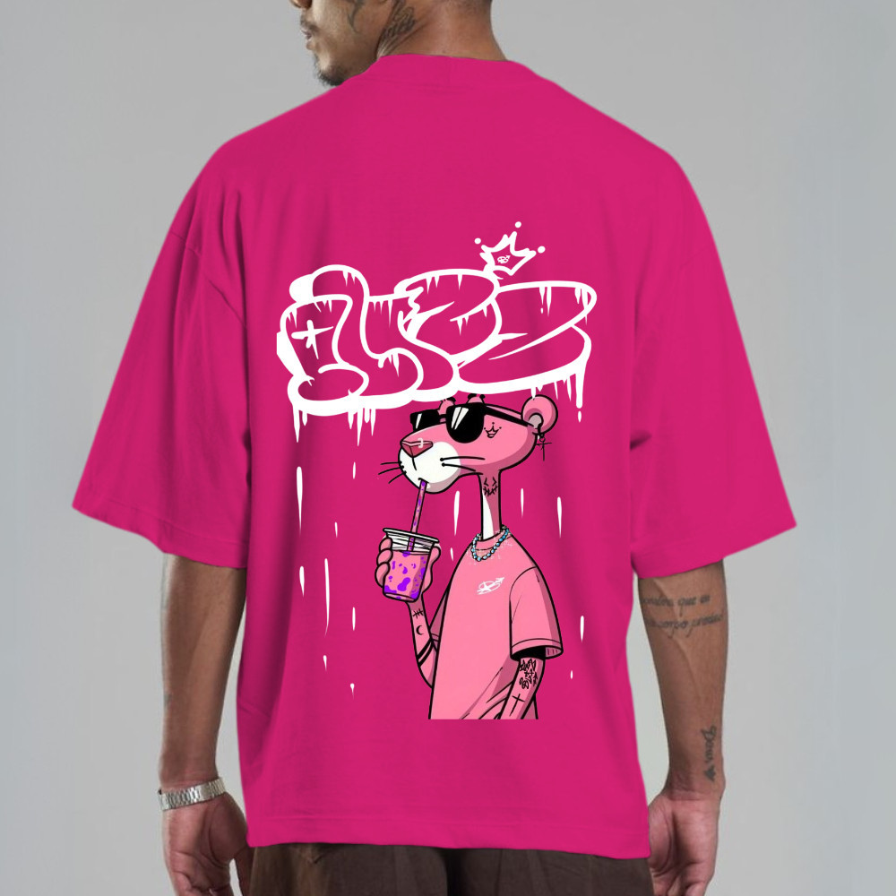 Camiseta  Oversized confortavel Blusa Algodão Camiseta Masculina OVERTEC Estamp Pantera Oversized Modinha StreetWear Con
