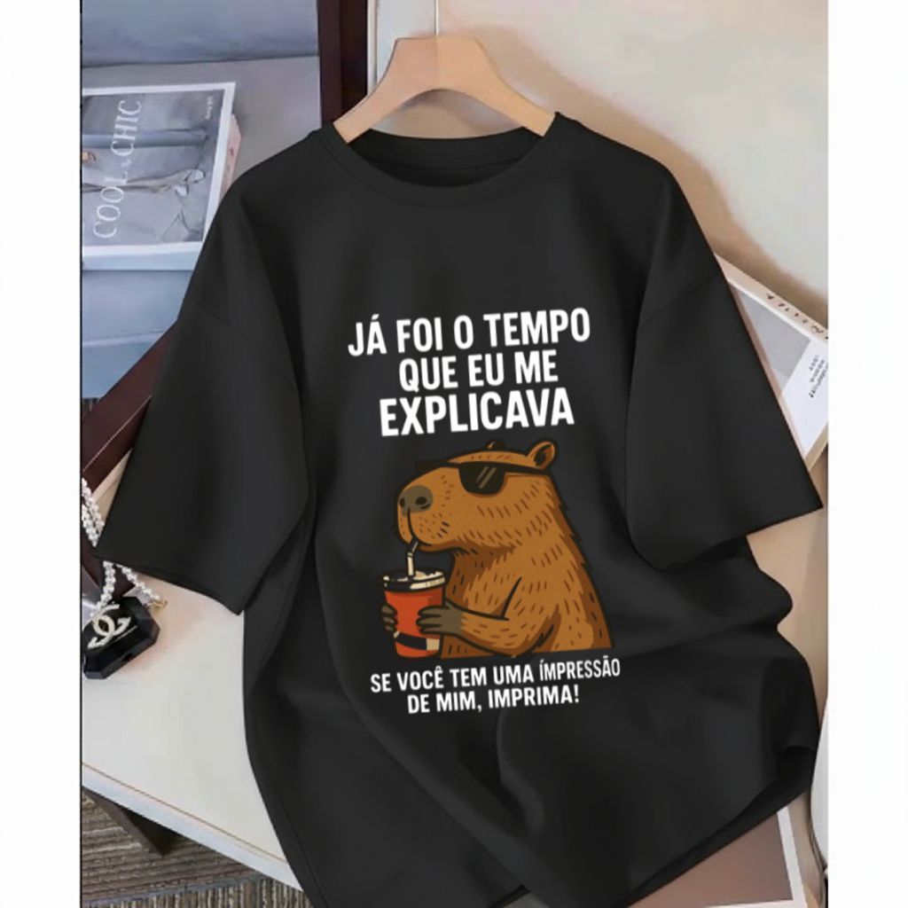 Camiseta Feminina e Masculina Camisa Blusa Delicada Fofa Barata Casual Meme Engraçada Estilosa Capivara em Oferta na Shopee