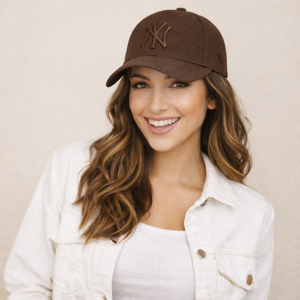 boné new york ny marrom aba curva fitão unissex estilo urbano ajustavel casual