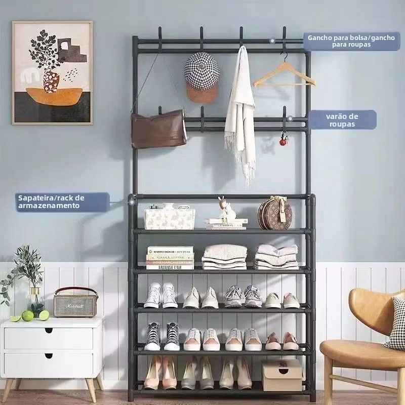 Arara de Roupas 5 Prateleiras 60cm – Estrutura Reforçada, Compacta e Fácil de Montar em Oferta na Shopee