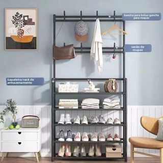 Arara de Roupas 5 Prateleiras 60cm – Estrutura Reforçada, Compacta e Fácil de Montar em Oferta na Shopee