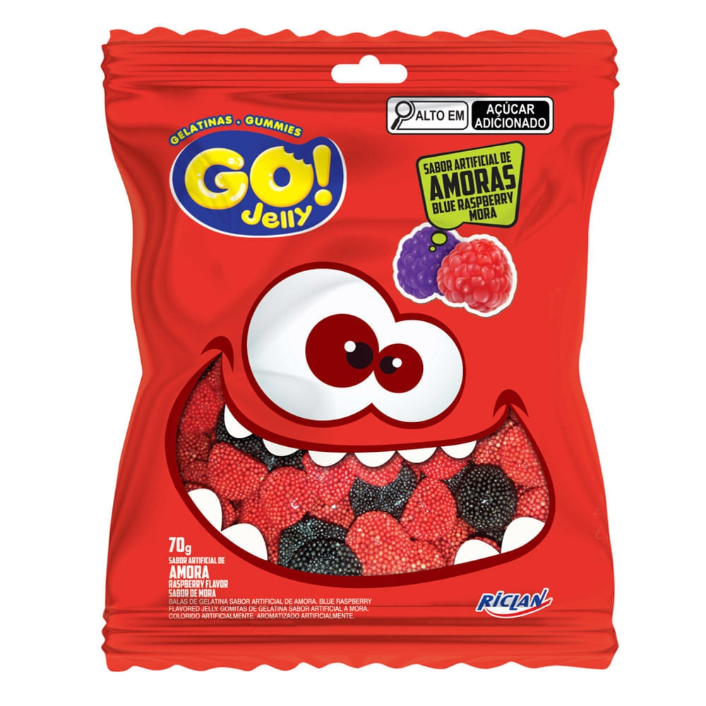 Balas de Gelatina Go Jelly Amoras Sabor Amora 70g