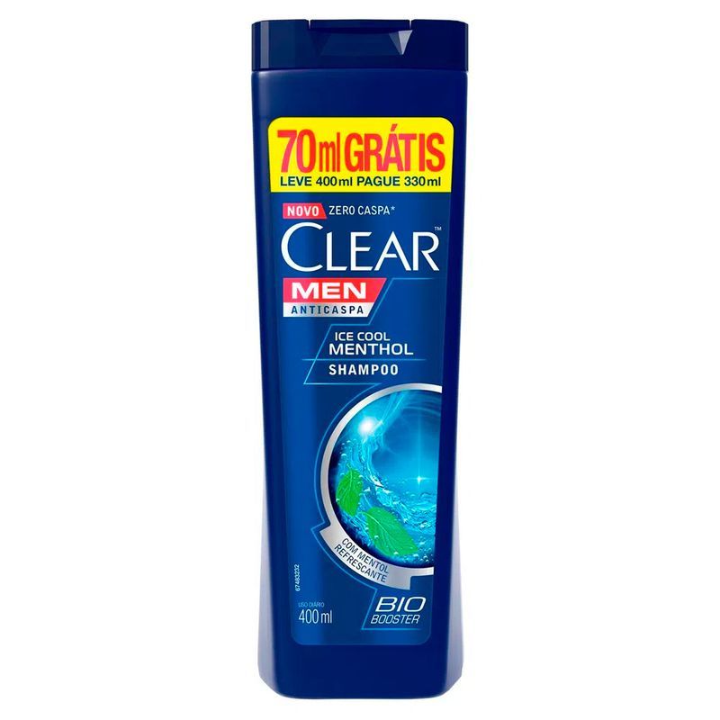 Shampoo Clear AntiCaspa Ice Cool Menthol Leve 400ml Pague 330ml