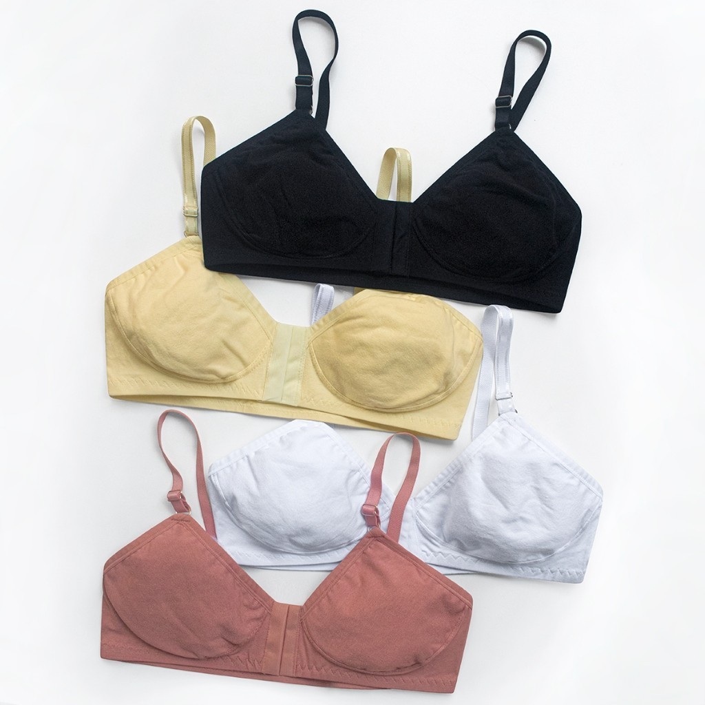 Conjunto 3 Sutiãs Algodão Confortável Fecho Frontal Sem Bojo P ao GG