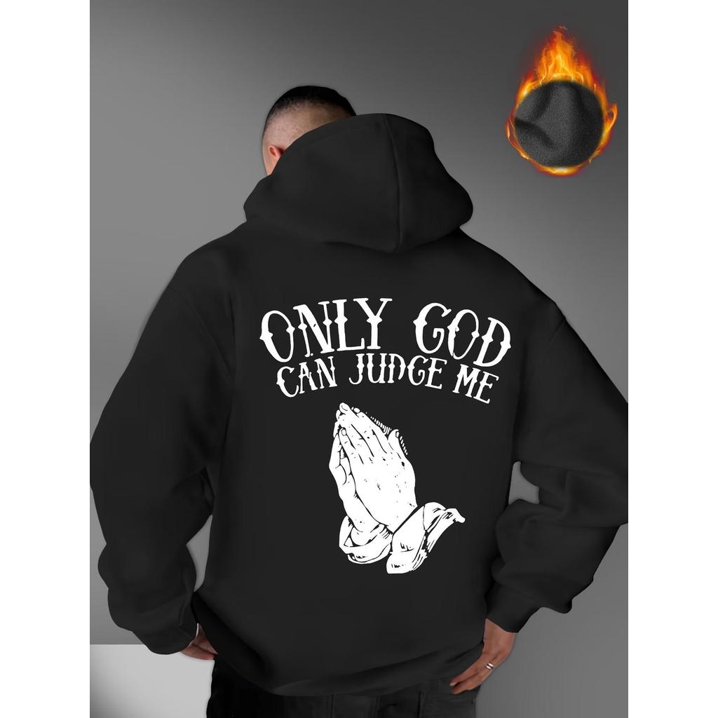 Blusa Casaco Moletom Frio Canguru Bolso Capuz Streetwear Casual Masculino Unissex Estampa only God Judge Deus julgar