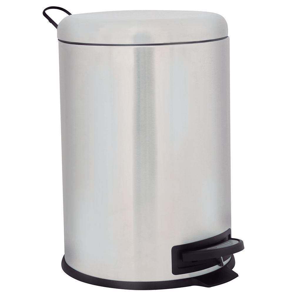 Lixeira Mor Safira 12 Litros, em Aço Inox, com Pedal, Cinza - 8228 em Oferta na Shopee