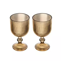 2 Taças Wolff Lines de Vidro Âmbar 380ml