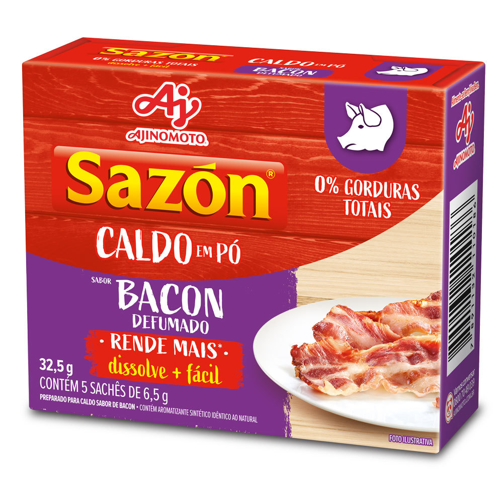 Kit 10 Unidades Caldo em pó SAZÓN® Sabor Bacon 32,5G