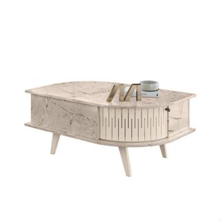 Mesa de Centro Retangular Indianapolis 2 Portas Off White e Calacata em Oferta na Shopee