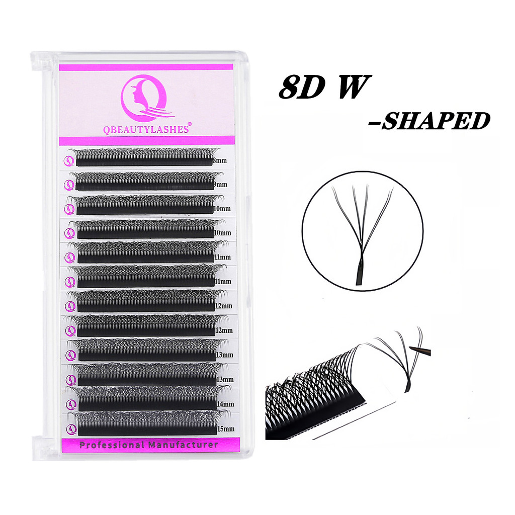 Qbeautyalshes 8D W (Duplo 4D) Forma Natural EyeLash Extensions Ventilador De Rolo Pré-Fabricado Com Duas Pontas Para Falsas De Alta Qualidade