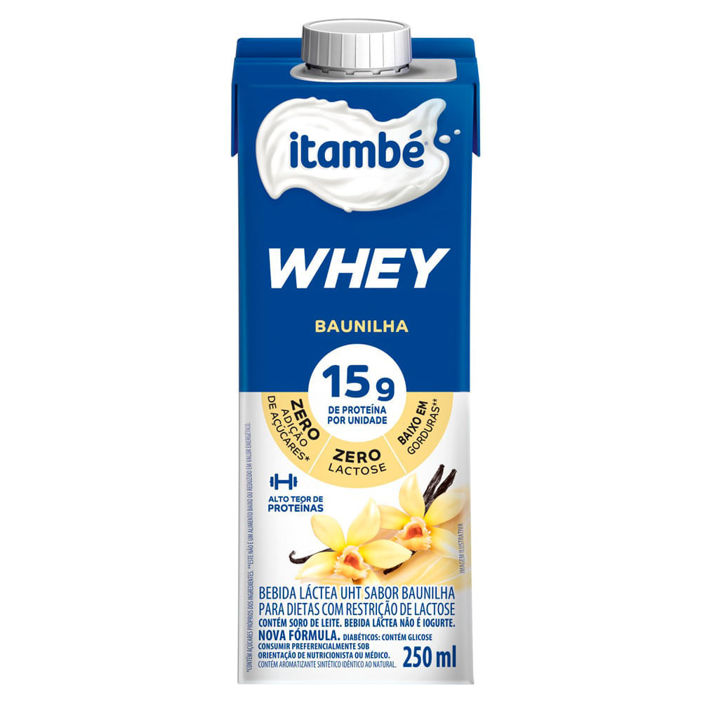 Bebida Láctea UHT Itambé Whey com 15g de Proteína Sabor Baunilha 250ml em Oferta na Shopee