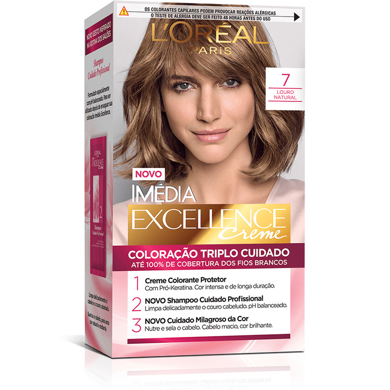 Kit Tintura Imédia Excellence L'Oréal Louro Natural 7 em Oferta na Shopee