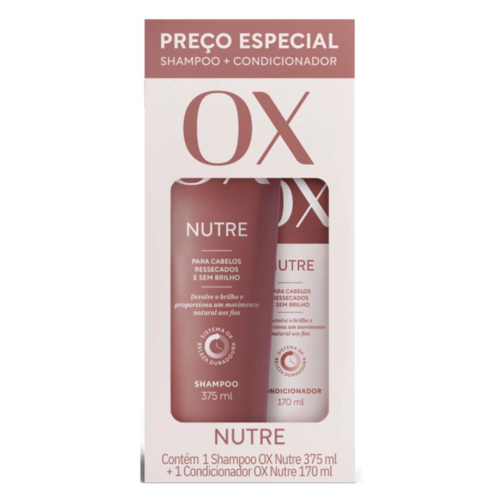 Kit OX Nutre Shampoo 375ml e Condicionador 170ml em Oferta na Shopee
