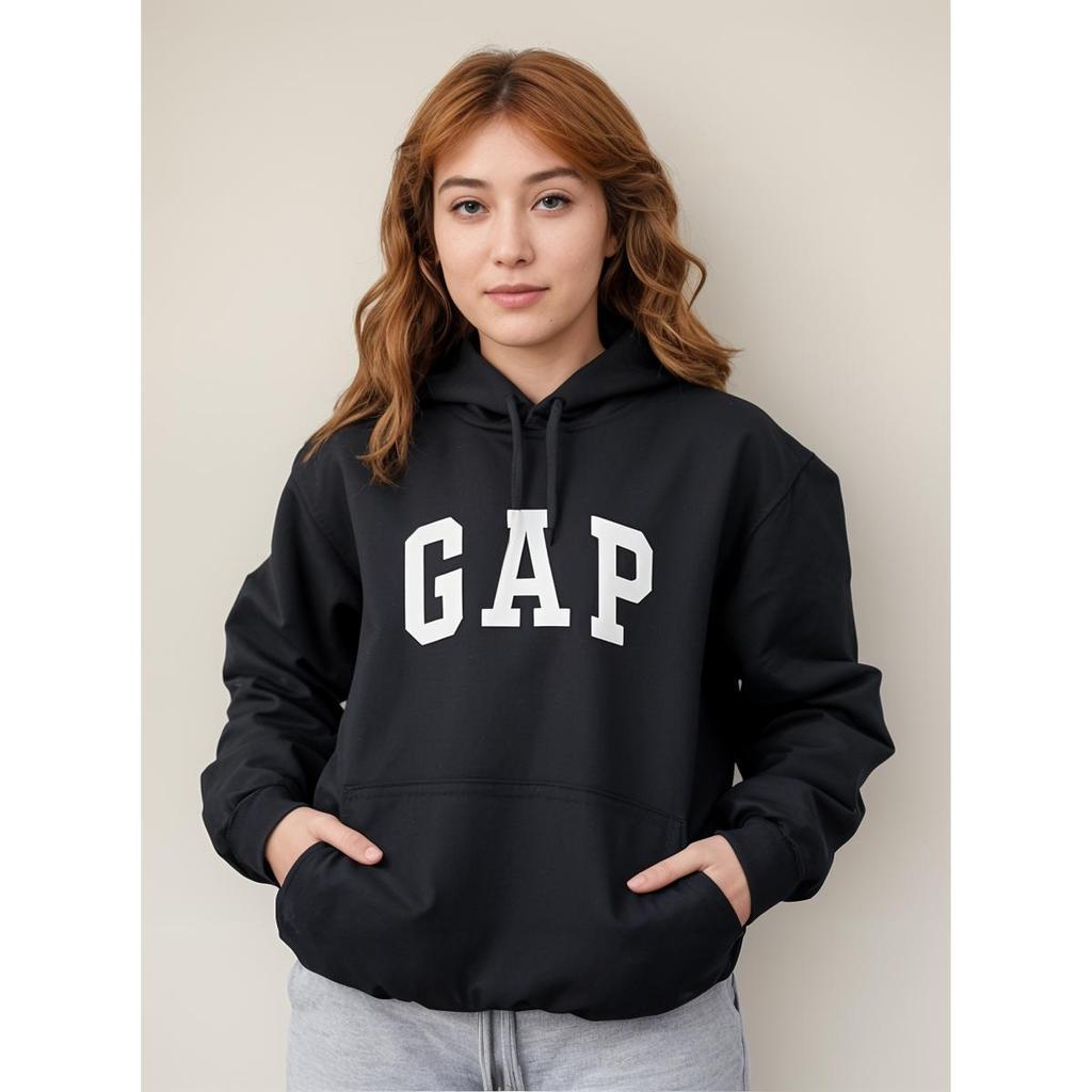 Moletom Gap Preto Unissex Com Capuz E Bolso Modelo Clássico