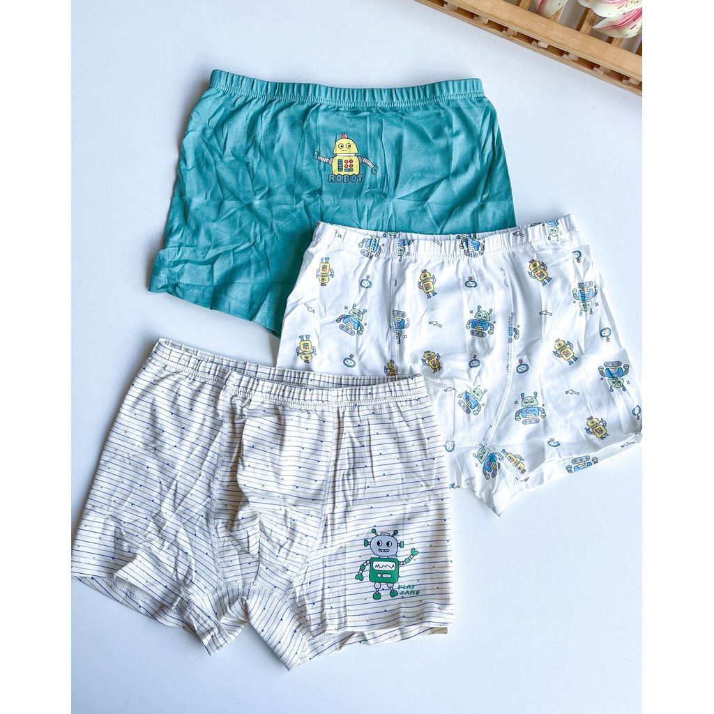KIT CUECA BOXER MENINO ESTAMPADA 2 A 12 ANOS C/3