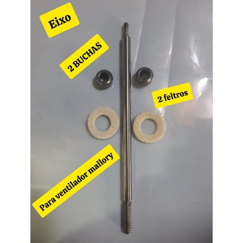 Eixo para mallory 40 cm + 2 feltro + 2 buchas + 2 feltros de Lubrificação