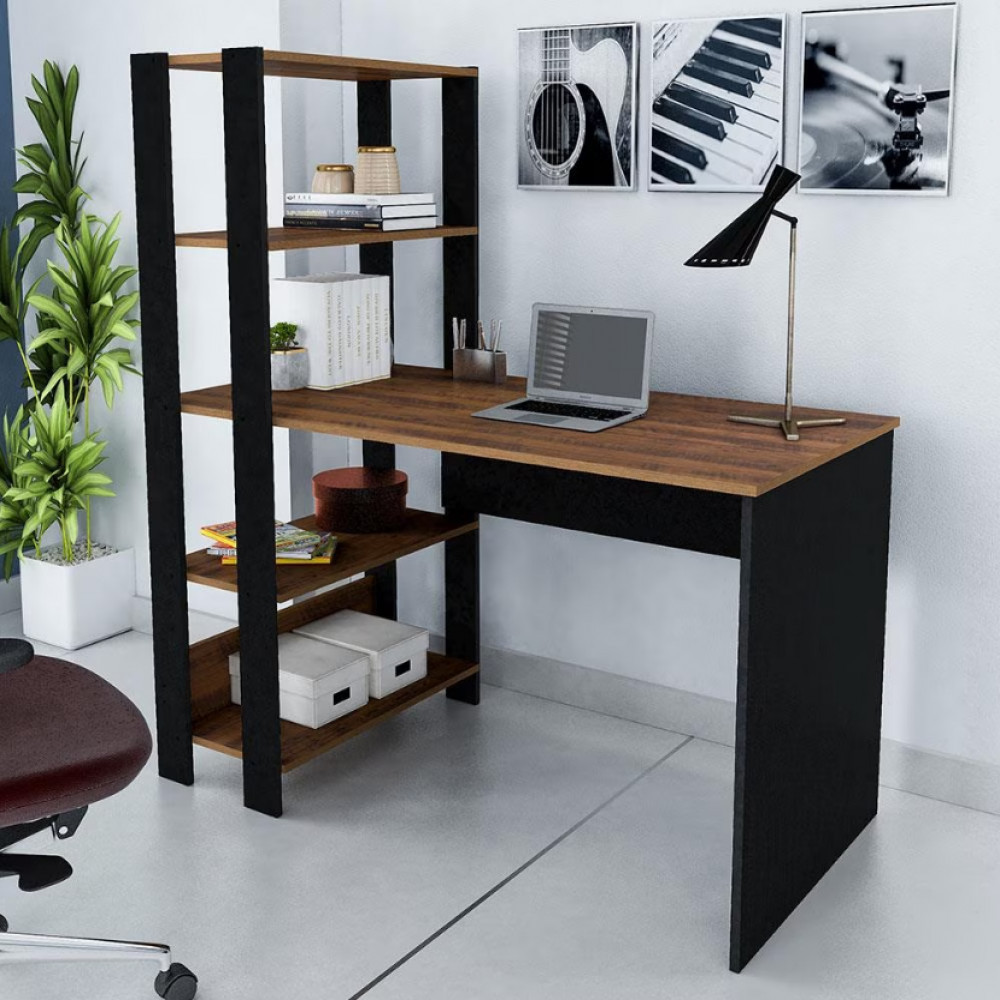 Escrivaninha Match com 3 Prateleiras Espaço para Impressora e Nicho 120cm de Largura Artely