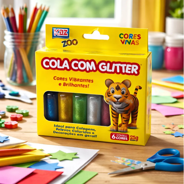 Detalhes do Cola com Glitter – Kit com 6 Cores Sortidas (25g cada)