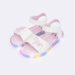 Sandália de Led Infantil Menina com Libélula Branca Pampili