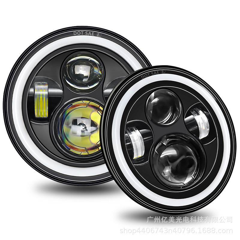Kit De Farol 7 Ou 5.7 Polegadas 1/2 Redondo Angel Eyes Defender LED em Oferta na Shopee