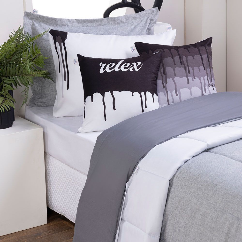 Kit Edredom Linho Colorful Solteiro cor:Cinza