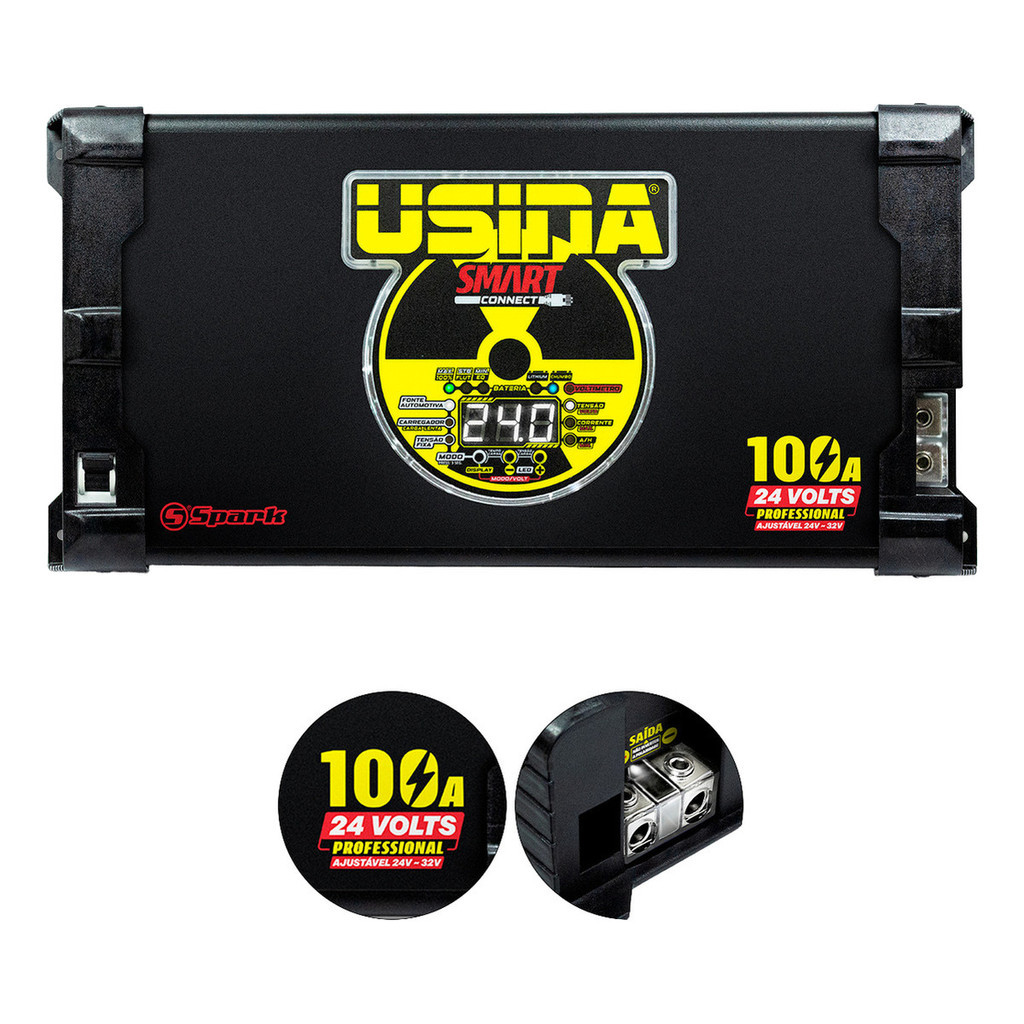 Fonte Usina Connect 100a 24v Bivolt Smart Charger Truck Line Som Automotivo