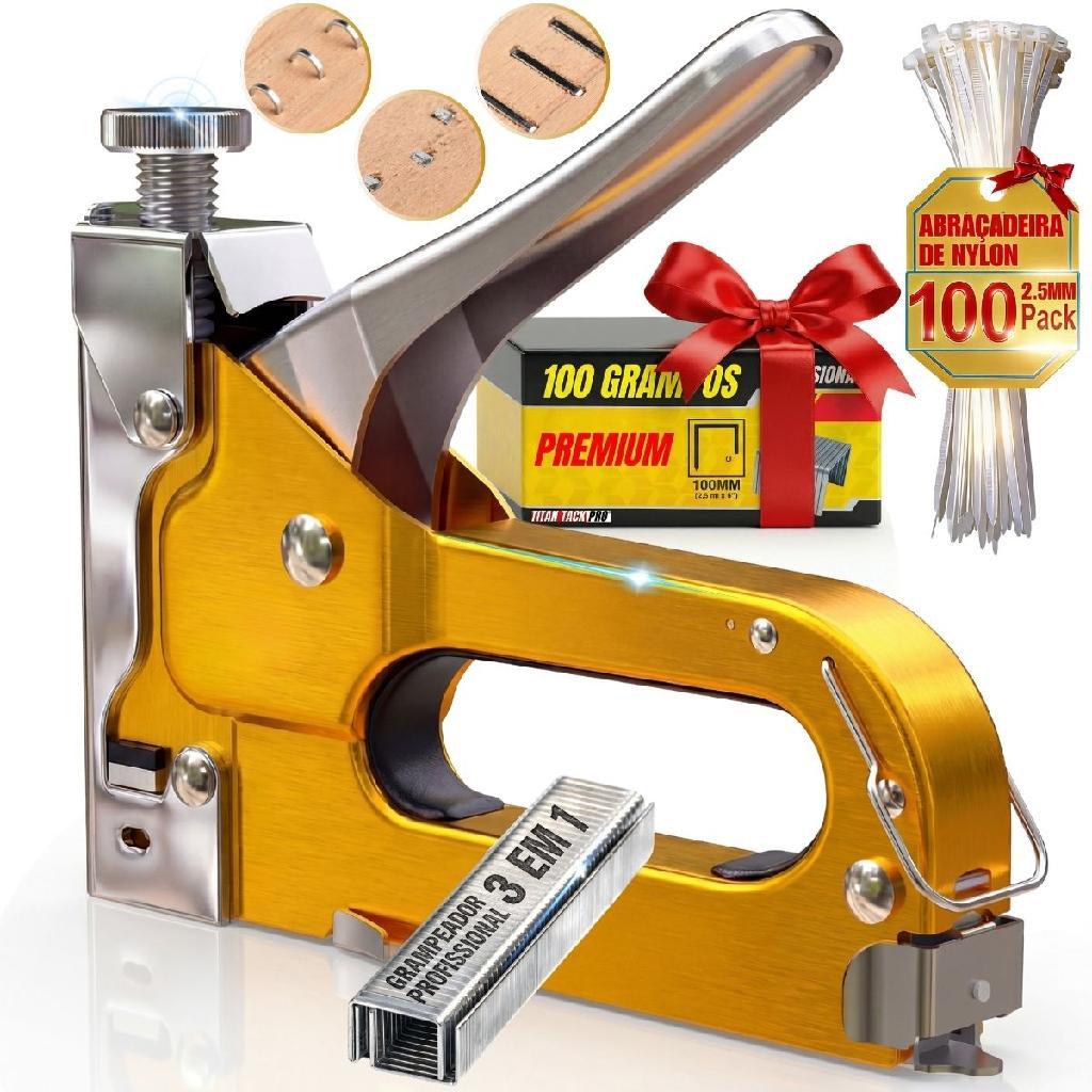 Grampeador Profissional Tapeceiro 3 Em 1 Ajustável + Grampos em Oferta na Shopee