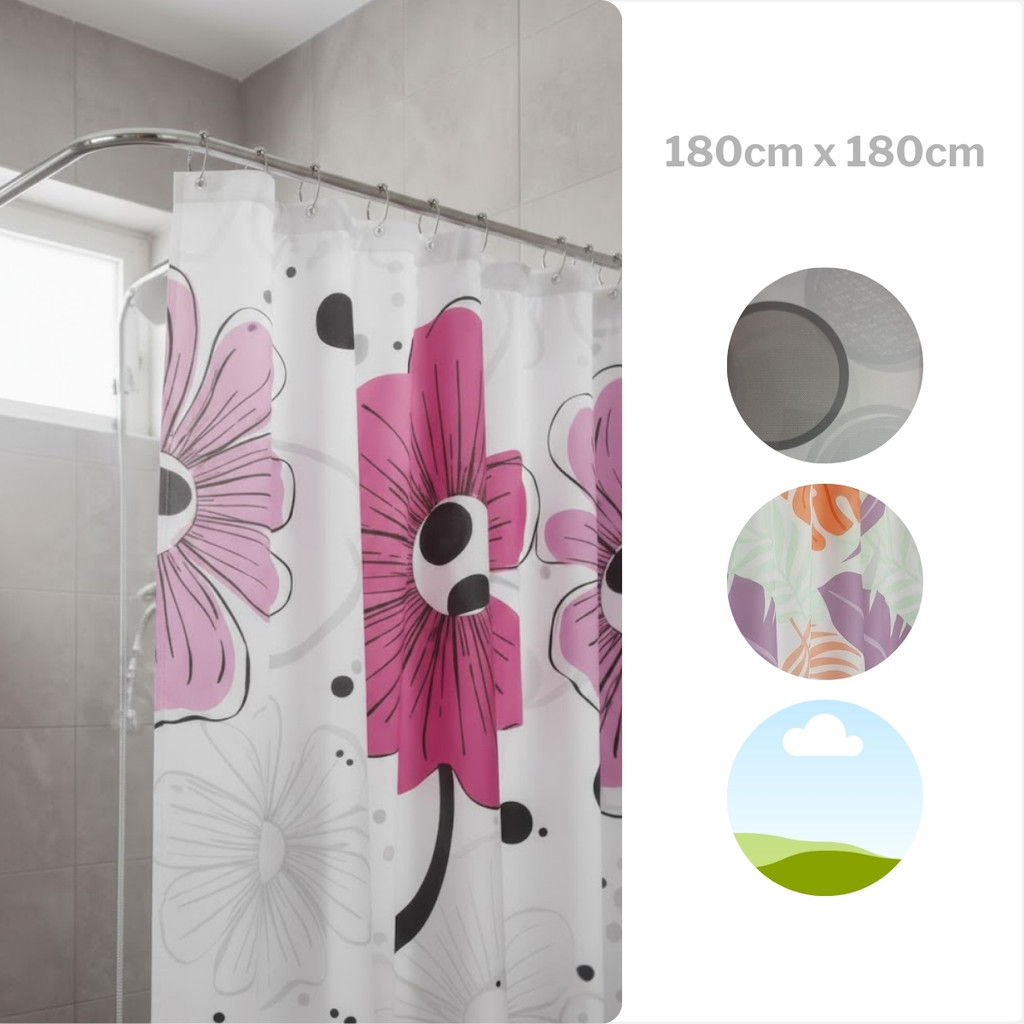 Cortina Para Box Banheiro 180x180cm Impermeável Com Ganchos Fácil Instalação