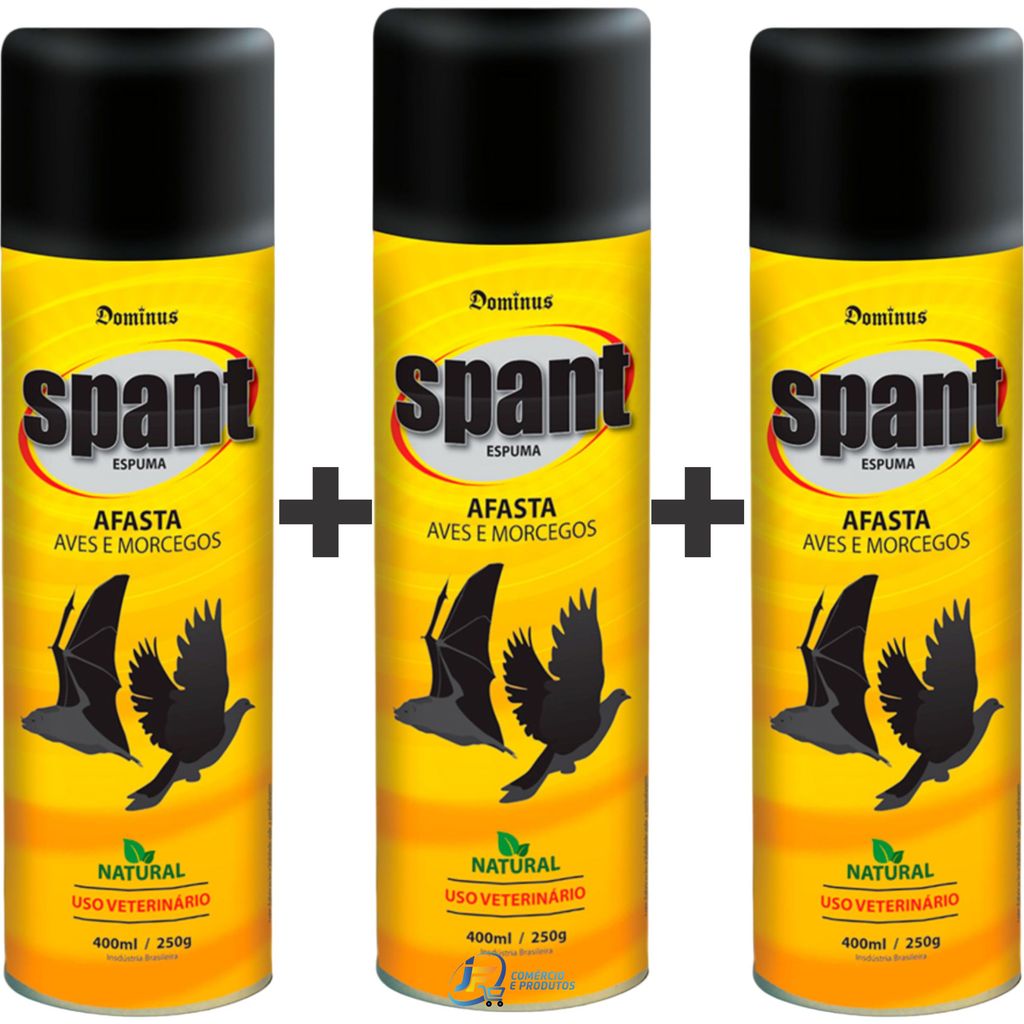 KIT 3un Spant Espuma Afasta Aves e Morcegos 400mL/250g - Dominus