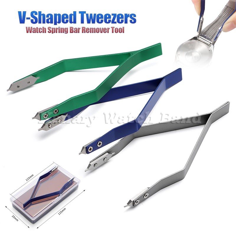 7825 Clipes De Pinça De Metal Em Forma De V Relógio Removedor De Barra De Mola Ferramenta De Reparo De Alta Dureza Preci
