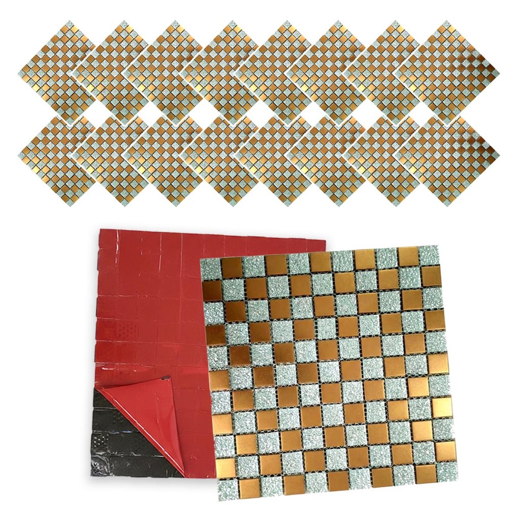 Pastilha De Vidro Kit 16 Uni Adesiva Parede Cozinha Sala Banheiro Decorativa Moderna Requintado Reforma Facil Aplicacao