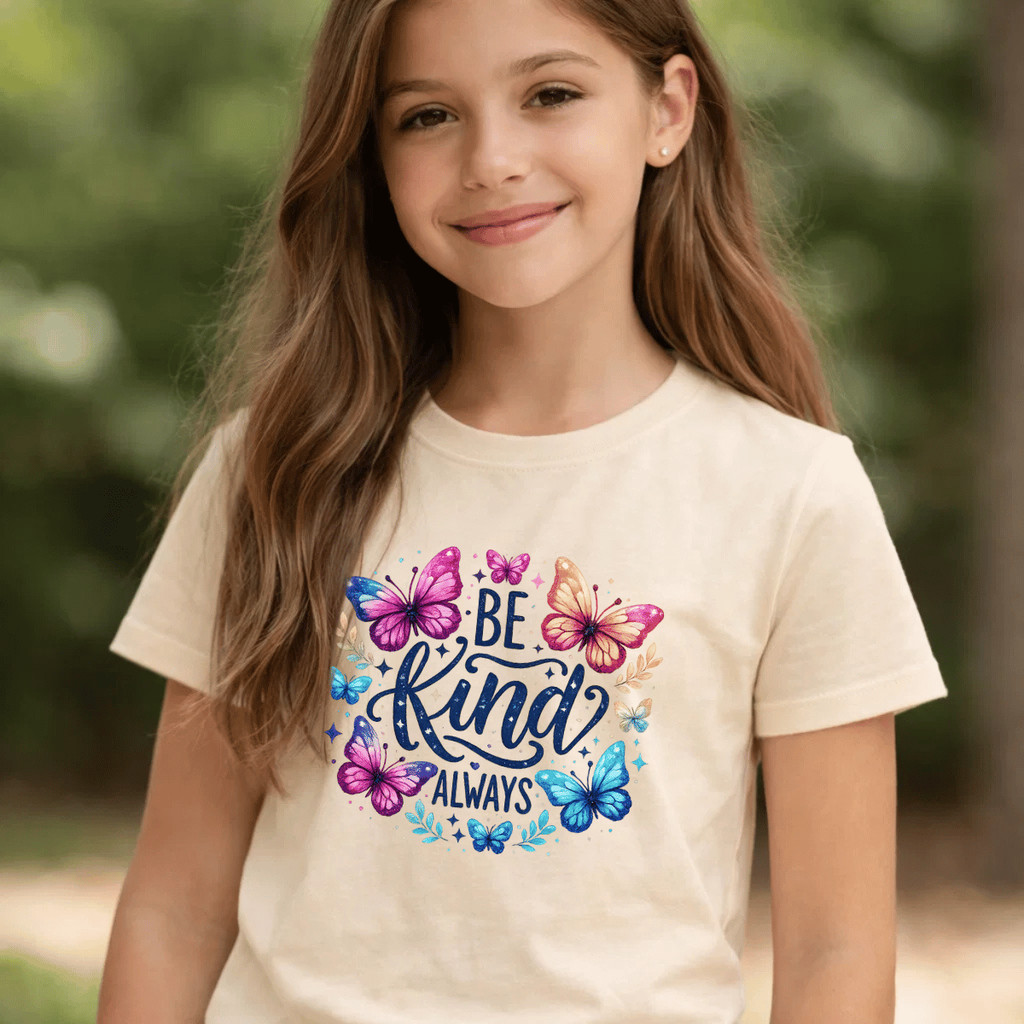 Camiseta Infantil Estampada Borboleta Be King Criança 100% Básica Manga Curta Unissex Masculina e Feminino Básica