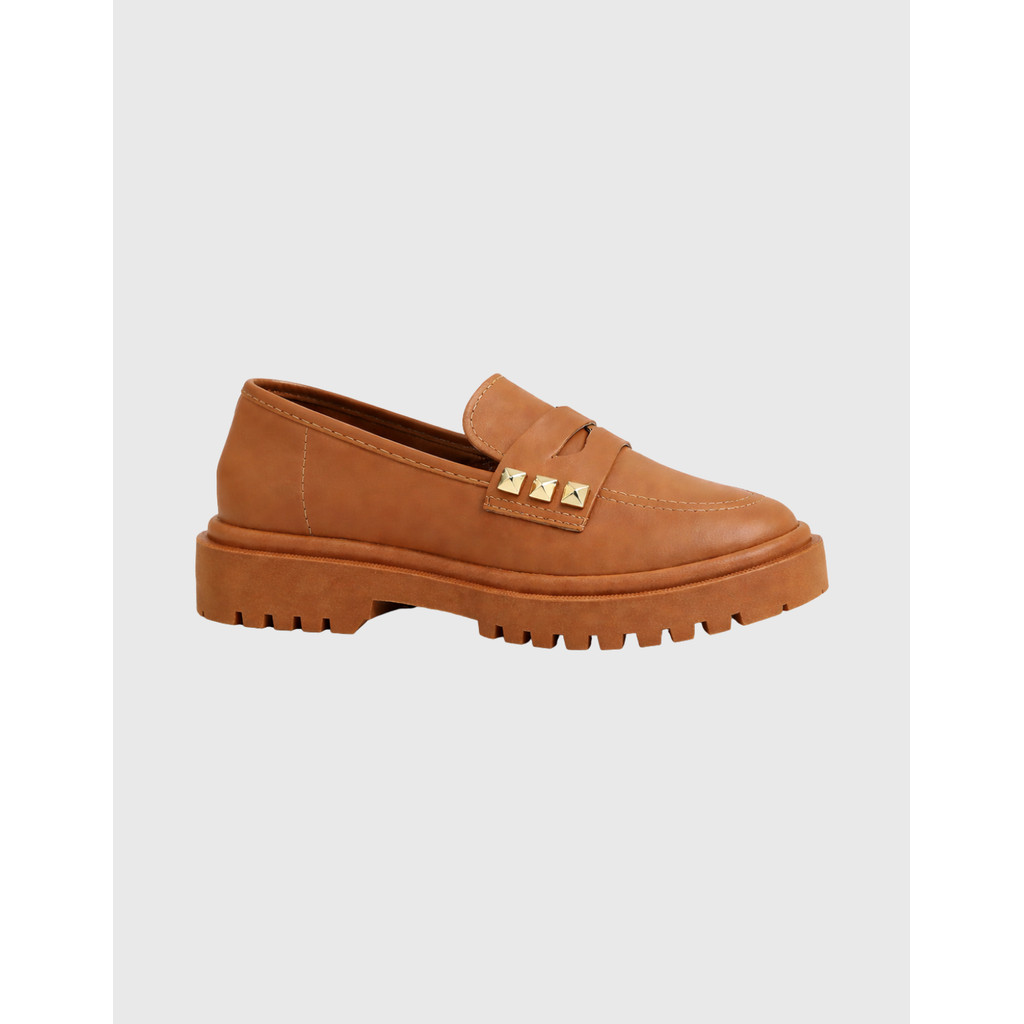Mocassim Feminino Tratorado Plataforma Sapato Casual Confortável Loafer