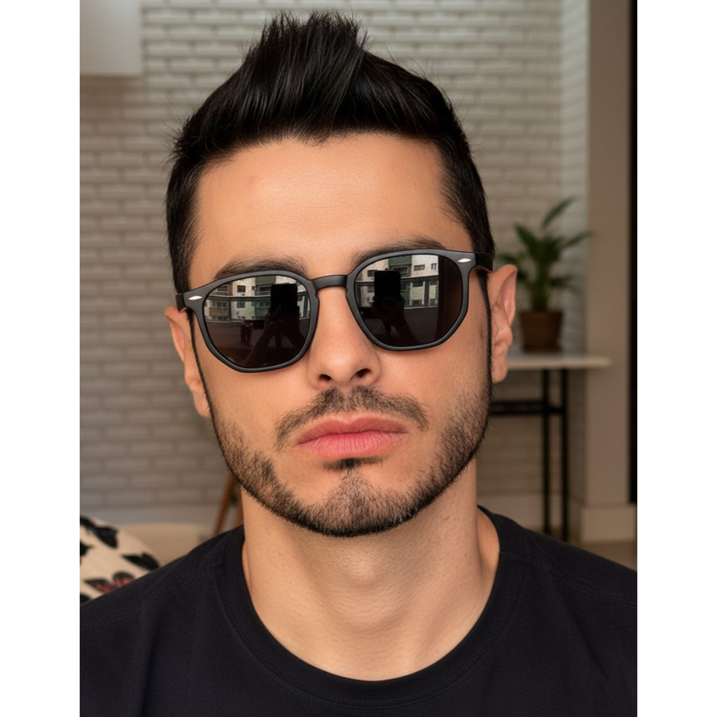 Imperdivel Oculos Famoso Masculino Fosco Hexagonal Preto Escuro Lente Polarizada Clássica Degradada Lojax — R$ 16,67 em Shopee