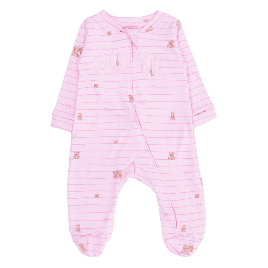 Macacão Longo Bebê Kiko Baby Estampa Urso E Bordado Cute