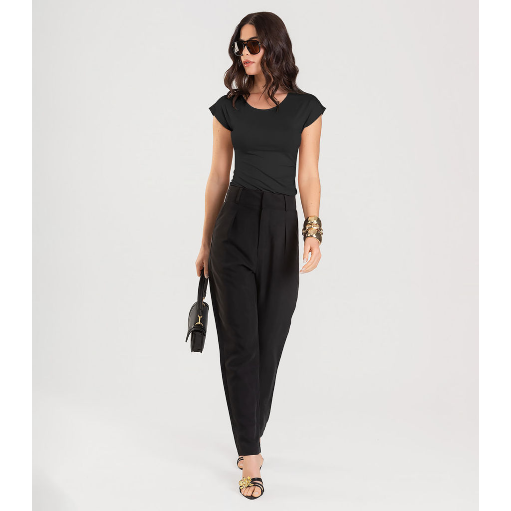 Blusa Feminina Com Franzido Dianna Preto em Oferta na Shopee