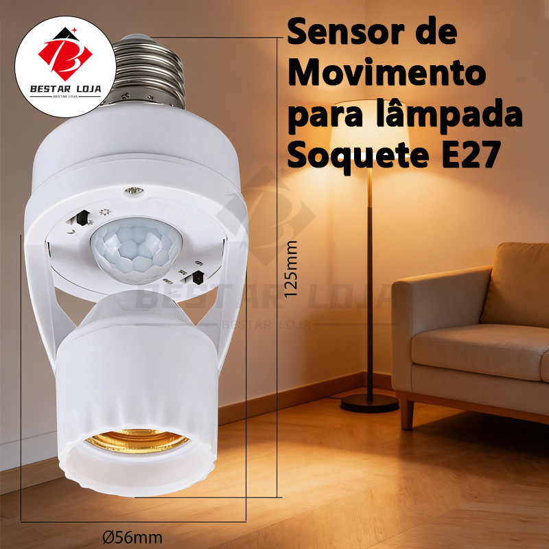 BESTAR LOJA  Sensor de Movimento para lâmpada Soquete E27 c/ sensor de presença Bivolt 110V~220V Max 60W em Oferta na Shopee